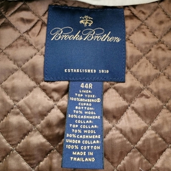 Mens Brooks Brothers Tan Brown Bemberg Wool Cashmere Trench Coat Rain Winter - Picture 11 of 16